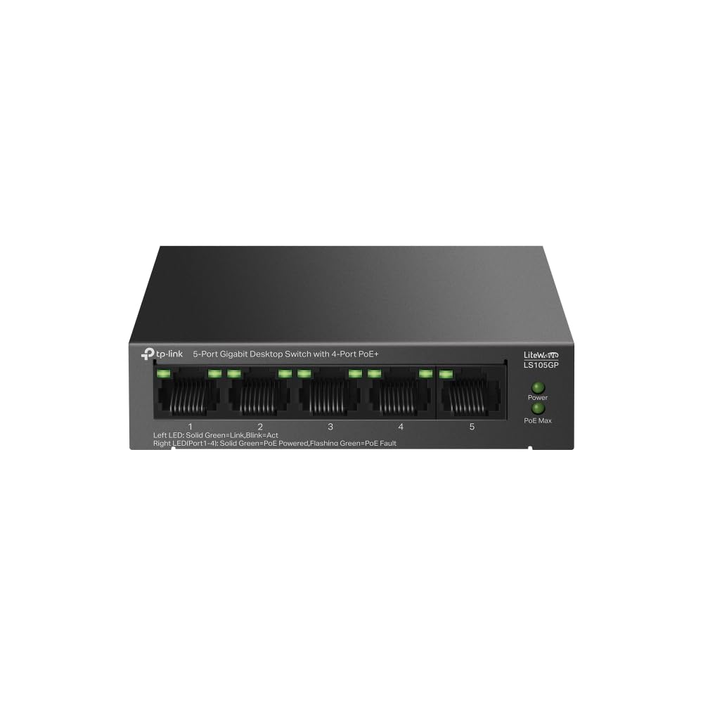 TP-Link LS105GP 5-Port Gigabit Desktop Switch | 4-Port PoE+ | 65W