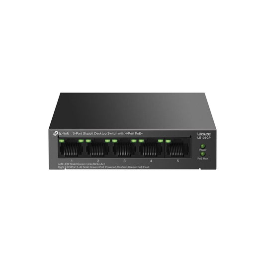 TP-Link LS105GP 5-Port Gigabit Desktop Switch | 4-Port PoE+ | 65W